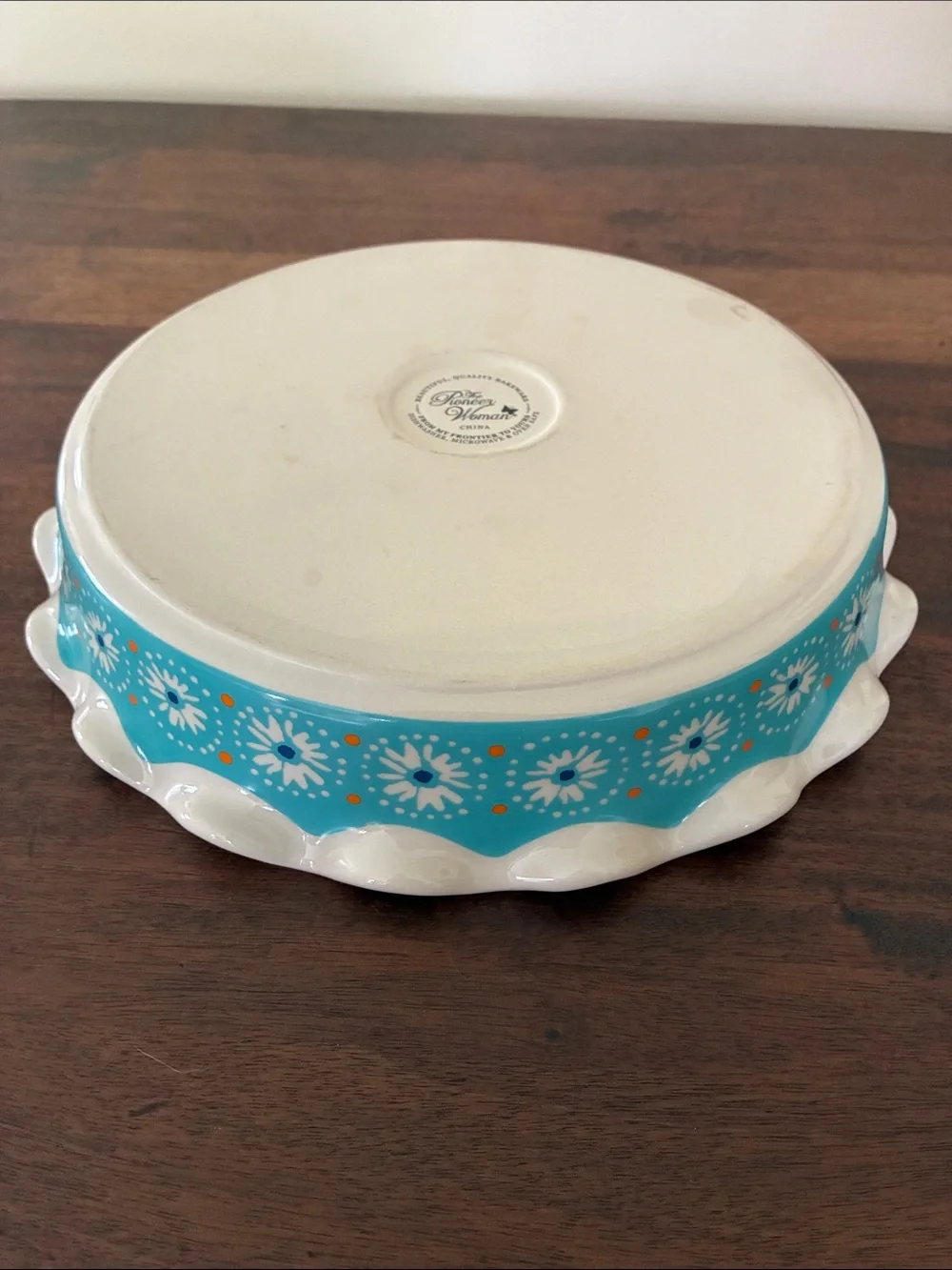 The Pioneer Woman Flea Market Pattern Turquoise Floral Stoneware Pie Dish